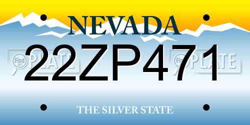 22ZP471 Nevada License Plate