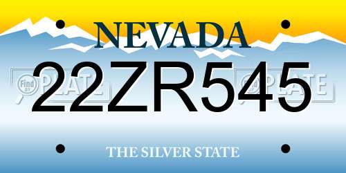 22ZR545 Nevada License Plate
