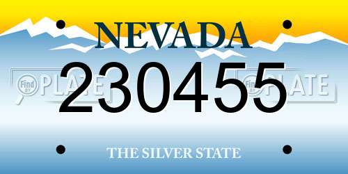 230455 Nevada License Plate