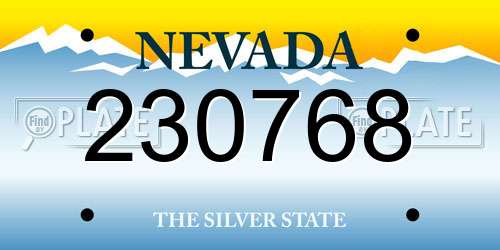 230768 Nevada License Plate
