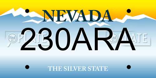 230ARA Nevada License Plate