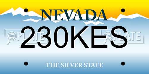 230KES Nevada License Plate