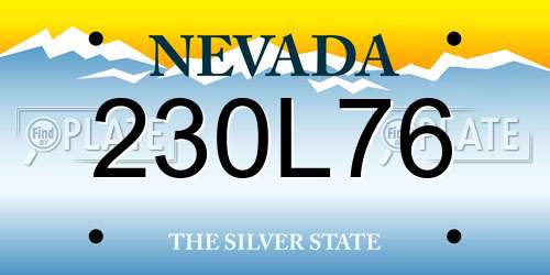230L76 Nevada License Plate