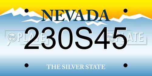 230S45 Nevada License Plate