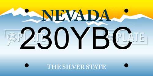 230YBC Nevada License Plate