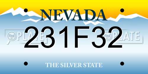 231F32 Nevada License Plate