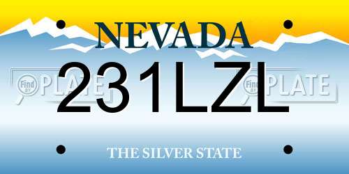 231LZL Nevada License Plate