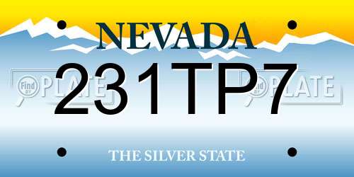 231TP7 Nevada License Plate