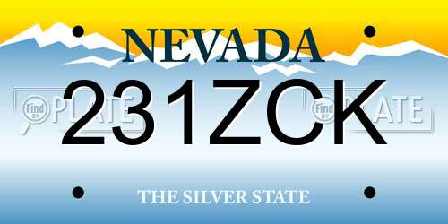 231ZCK Nevada License Plate