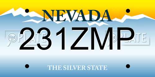 231ZMP Nevada License Plate