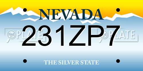 231ZP7 Nevada License Plate