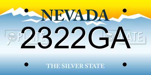 2322GA Nevada License Plate
