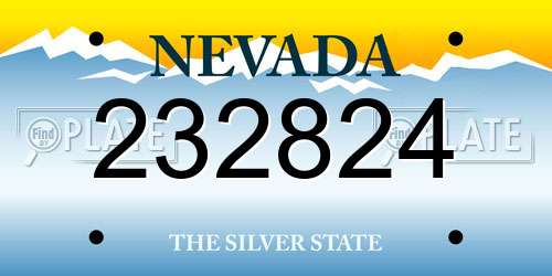 232824 Nevada License Plate
