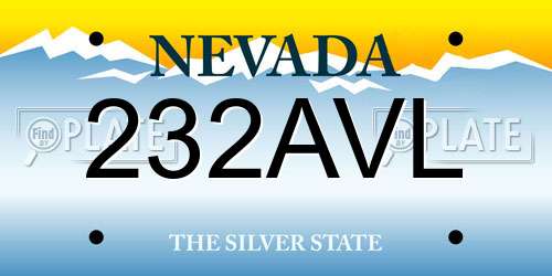 232AVL Nevada License Plate