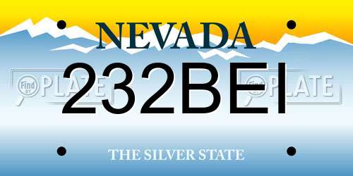 232BEI Nevada License Plate