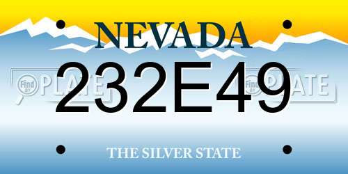232E49 Nevada License Plate