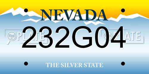 232G04 Nevada License Plate