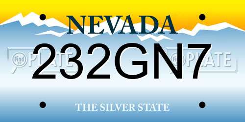 232GN7 Nevada License Plate