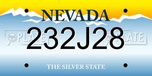 232J28 Nevada License Plate