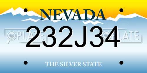 232J34 Nevada License Plate