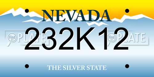 232K12 Nevada License Plate