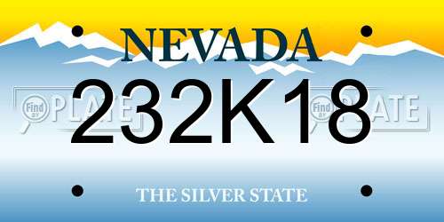 232K18 Nevada License Plate