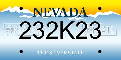 232K23 Nevada License Plate