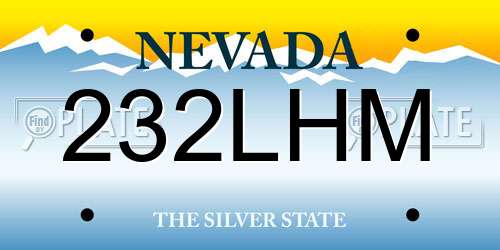 232LHM Nevada License Plate