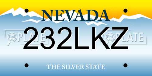 232LKZ Nevada License Plate