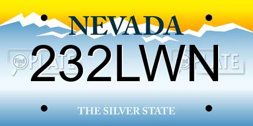 232LWN Nevada License Plate