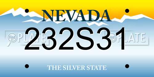 232S31 Nevada License Plate