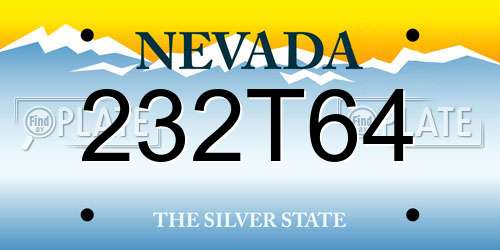232T64 Nevada License Plate