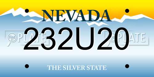 232U20 Nevada License Plate