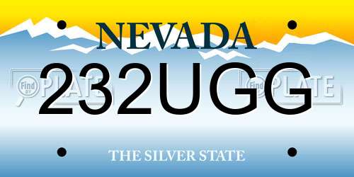 232UGG Nevada License Plate