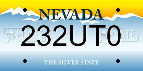 232UT0 Nevada License Plate