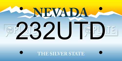 232UTD Nevada License Plate