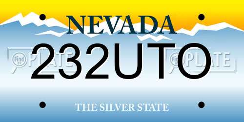 232UTO Nevada License Plate