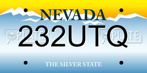 232UTQ Nevada License Plate