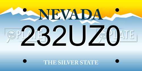 232UZ0 Nevada License Plate