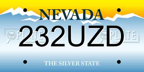 232UZD Nevada License Plate