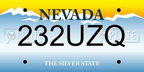 232UZQ Nevada License Plate