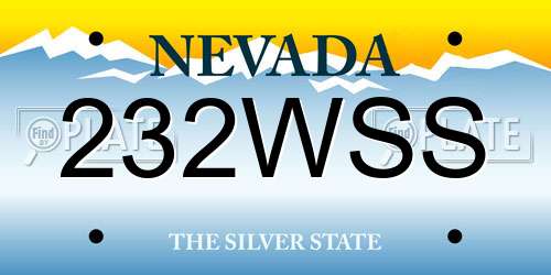 232WSS Nevada License Plate