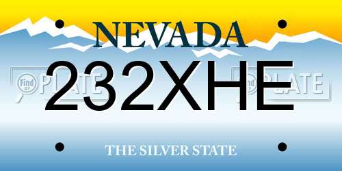 232XHE Nevada License Plate