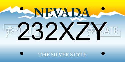 232XZY Nevada License Plate
