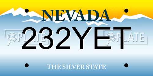 232YET Nevada License Plate