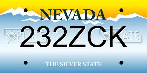 232ZCK Nevada License Plate