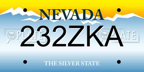 232ZKA Nevada License Plate