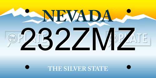 232ZMZ Nevada License Plate