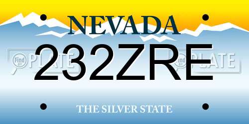 232ZRE Nevada License Plate