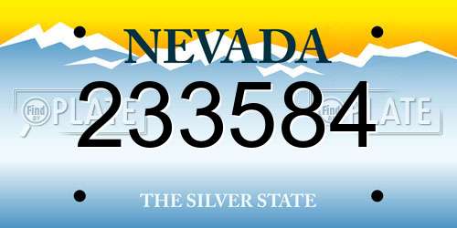 233584 Nevada License Plate